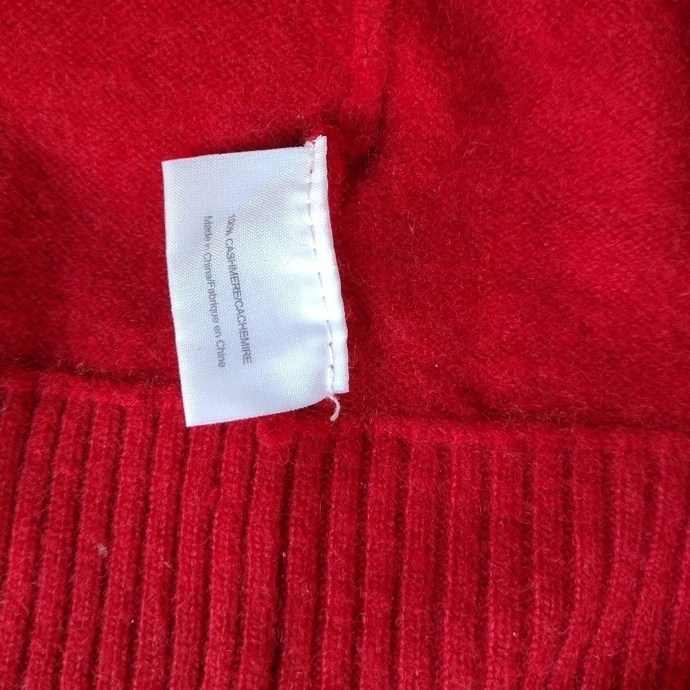 Tory Burch Inez Cashmere V Neck Logo Cardigan Red Size Small HOLE See Pics